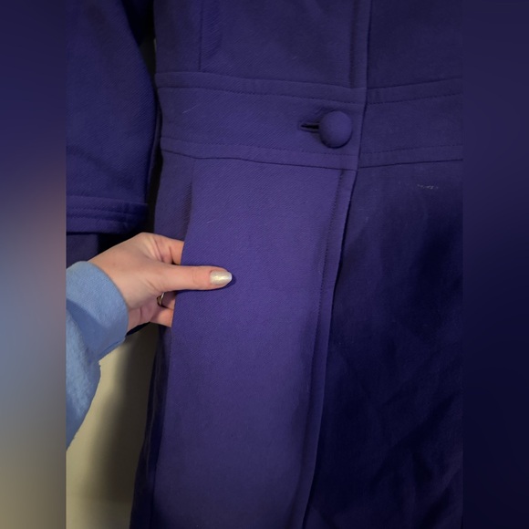 GUC J. Crew Vibrant Purple Wool Pea Coat- One Missing Button - Picture 5 of 9